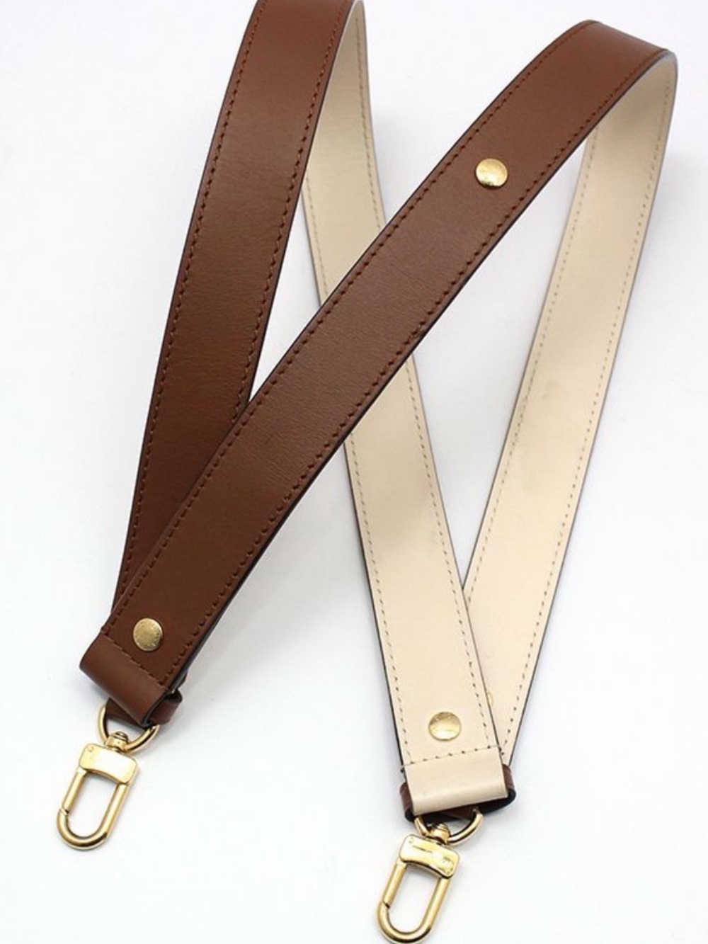 Louis Vuitton Detachable Leather Bag Strap in Brown and Cream